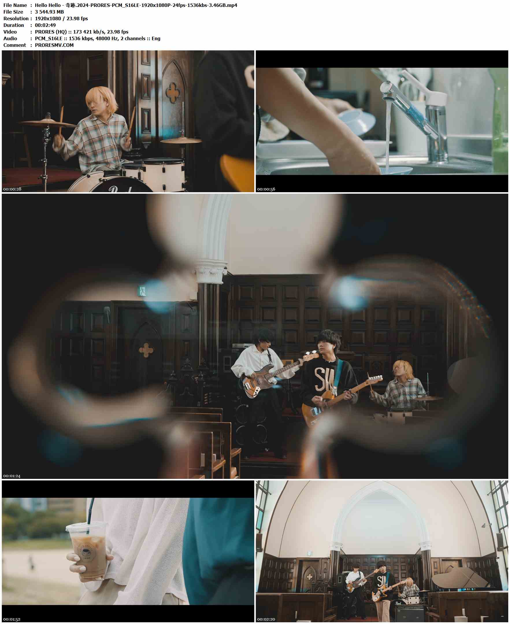 Hello Hello - 奇跡.2024-PRORES-PCM_S16LE-1920x1080P-24fps-1536kbs-3.46GB官方MV_高清MV